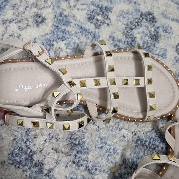 Style & Co. Gold Studded White Gladiator Sandals - Picture 3 of 5